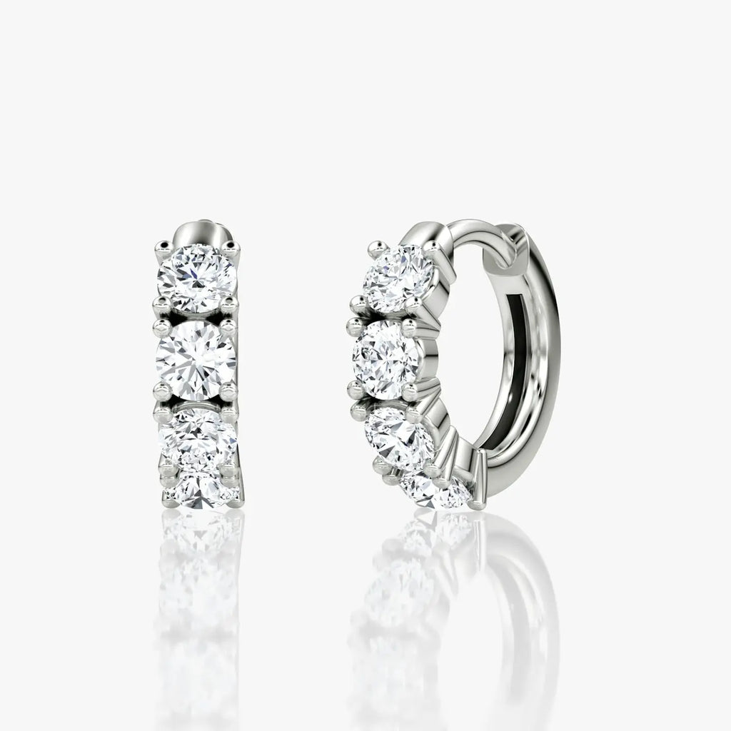 Moissanite Half Eternity Hoop Earrings | 925 Sterling Silver | 0.60ct Round Brilliant Cut