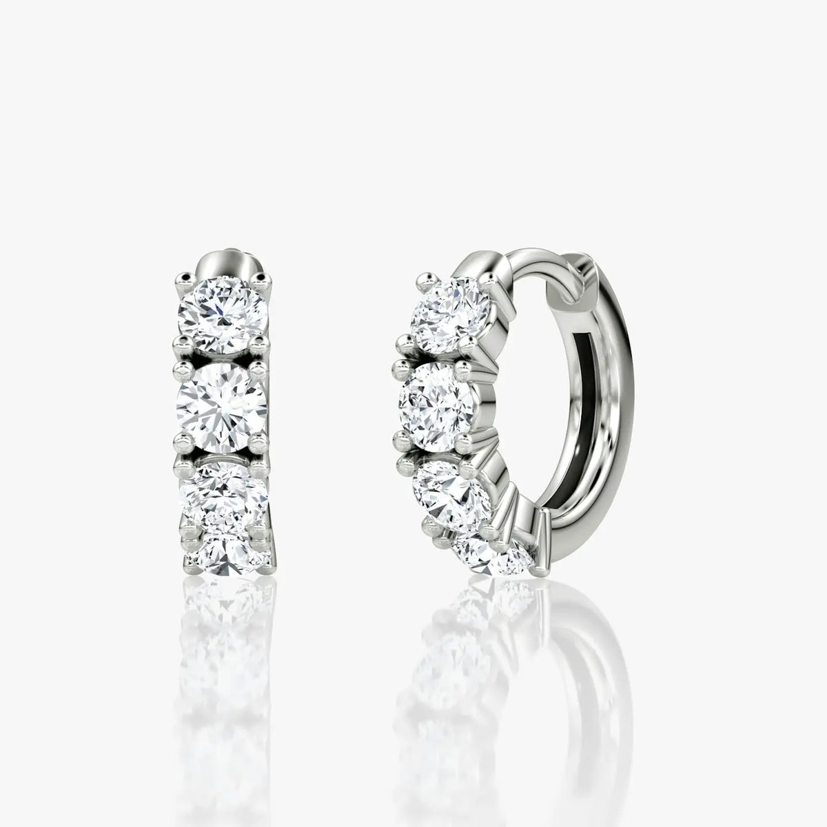 Moissanite Half Eternity Hoop Earrings | 925 Sterling Silver | 0.60ct Round Brilliant Cut