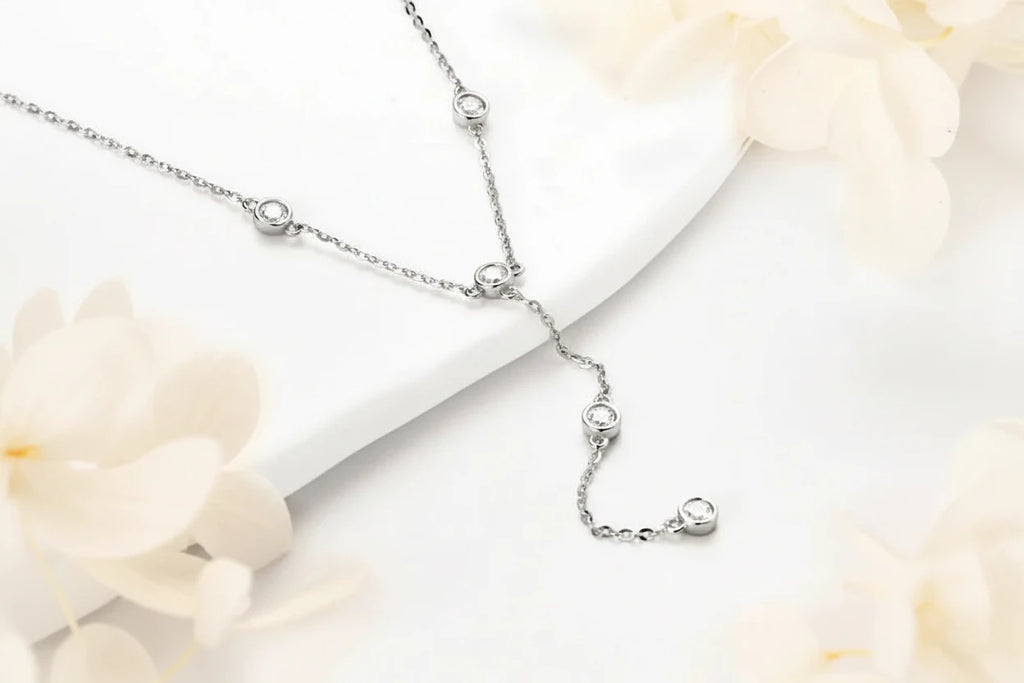 Moissanite Y-Shape Pendant Necklace,925 Sterling Silver