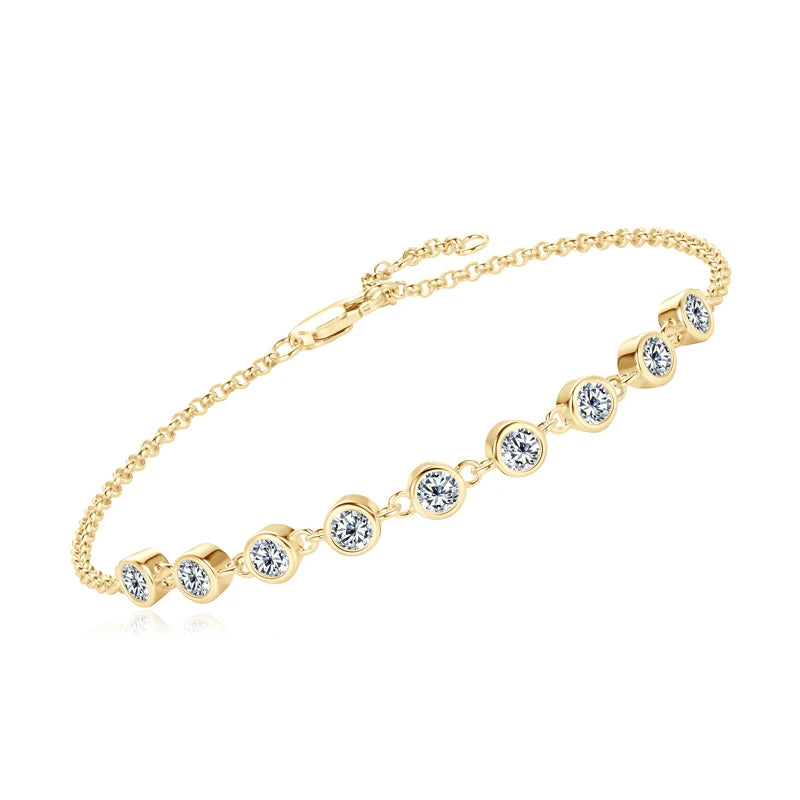 Gold necklace with diamond beads on a white background