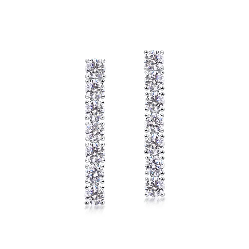 Moissanite Tennis Drop Earrings — 3.13ct VVS | 925 Silver