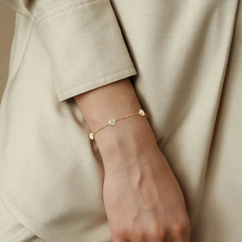 Five-Stone Moissanite Bracelet | 925 Sterling Silver | Bezel Setting