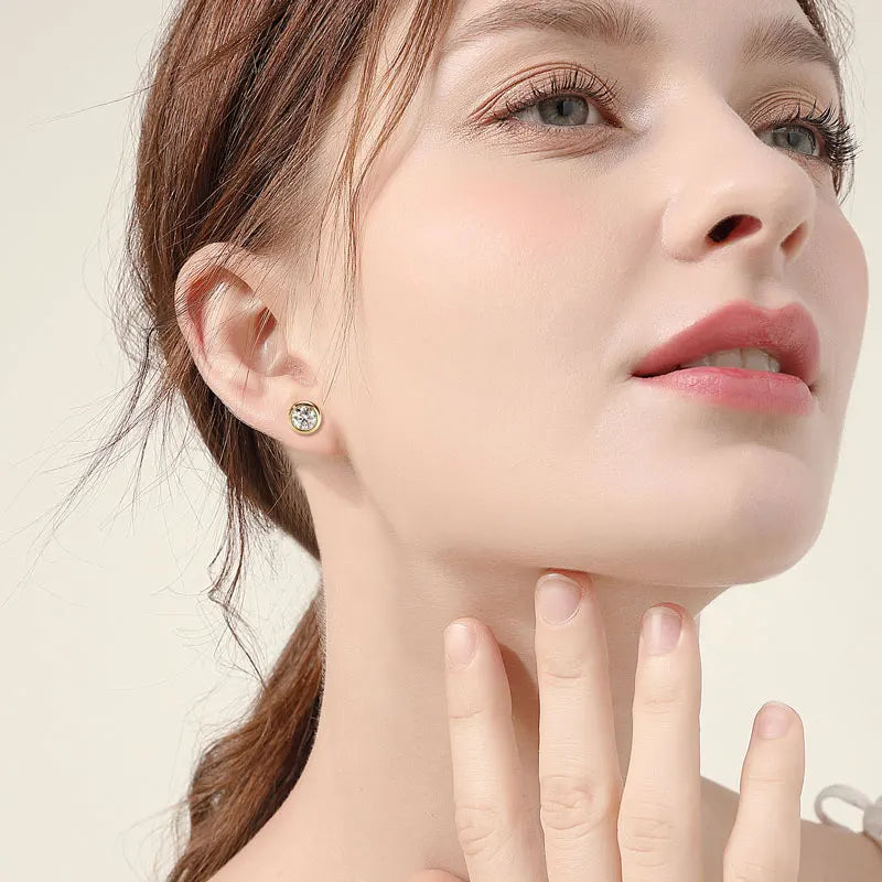 D Color VVS1 Moissanite Bubble Stud Earrings | 925 Sterling Silver | GRA Certified