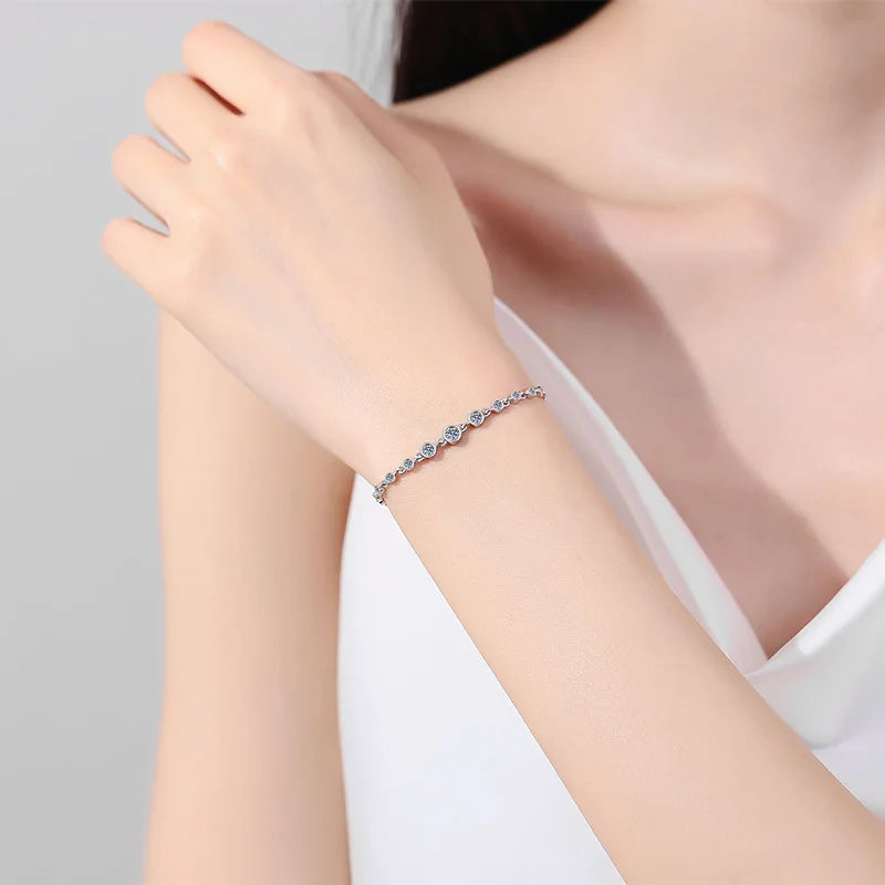 Moissanite Chain Bracelet — D Color VVS1, 925 Sterling Silver