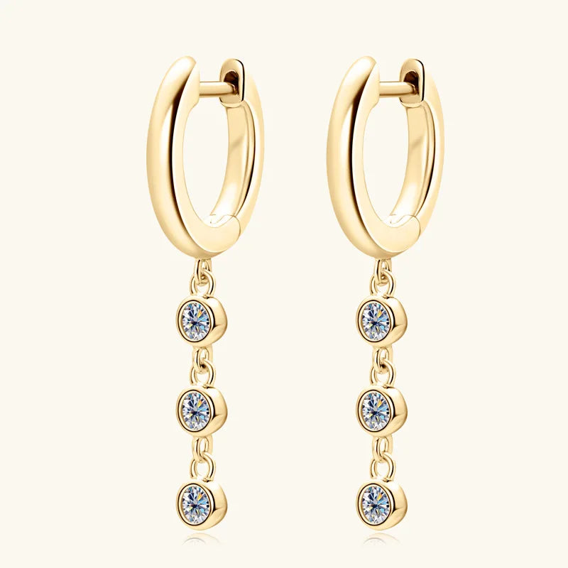 Moissanite Tassel Drop Earrings – 925 Silver, D Color VVS1 | Gold & Platinum Plated