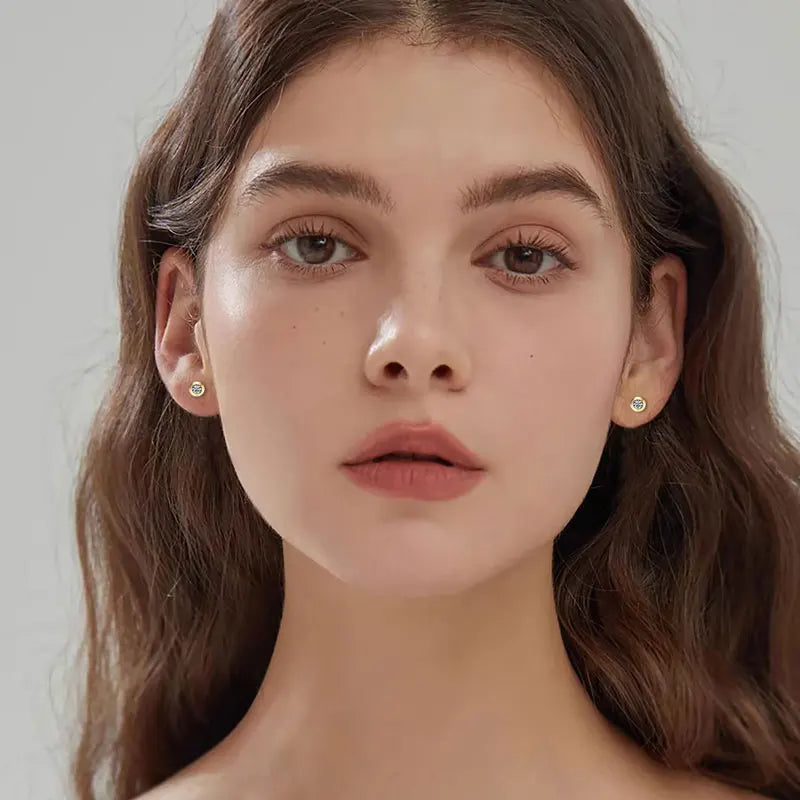 Moissanite Stud Earrings | VVS1 Round Brilliant Cut | 925 Silver | White, Yellow & Rose Gold