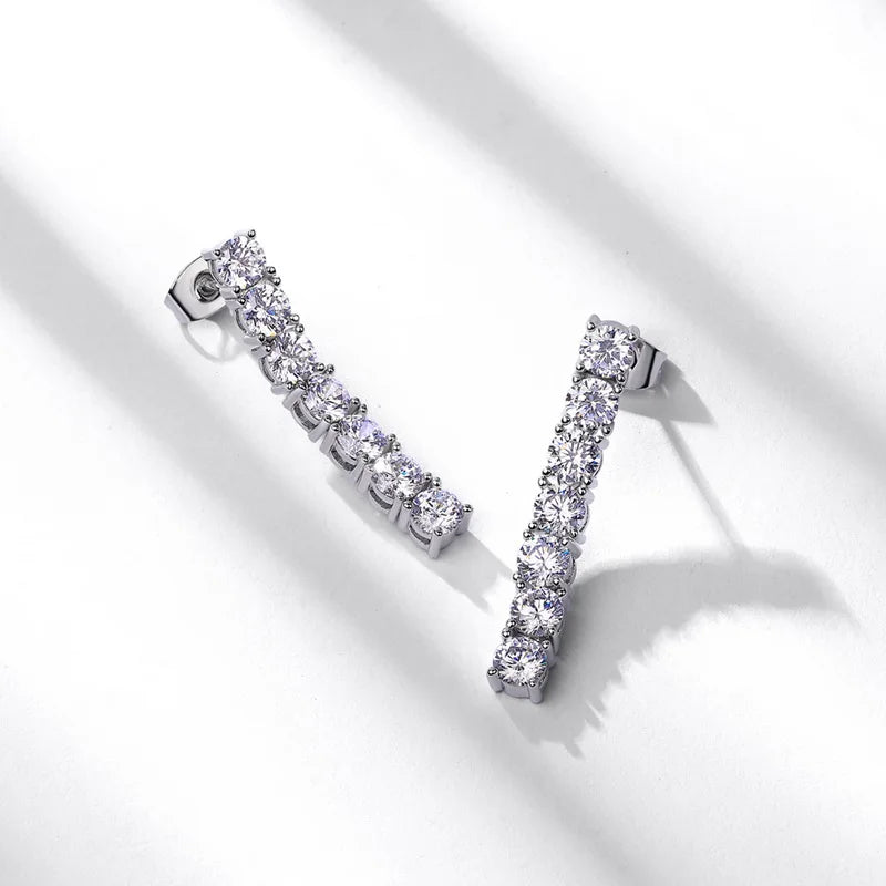 Moissanite Tennis Drop Earrings — 3.13ct VVS | 925 Silver