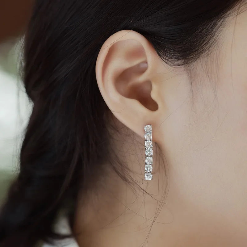 Moissanite Tennis Drop Earrings — 3.13ct VVS | 925 Silver