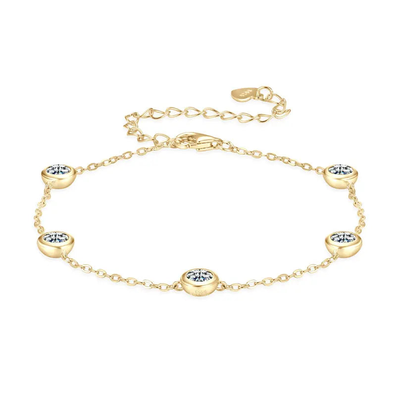 Five-Stone Moissanite Bracelet | 925 Sterling Silver | Bezel Setting