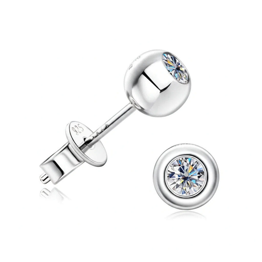 Silver earrings with gemstones on a white background, featuring the Chasau brand.