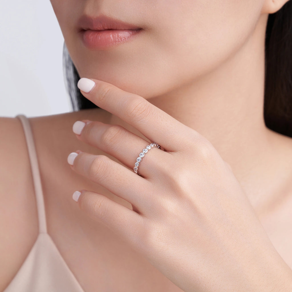Moissanite Eternity Band Ring | 925 Sterling Silver |Rhodium Plating & Gold Plating