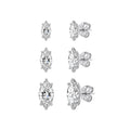 Set of six moissanite  stud earrings on a white background