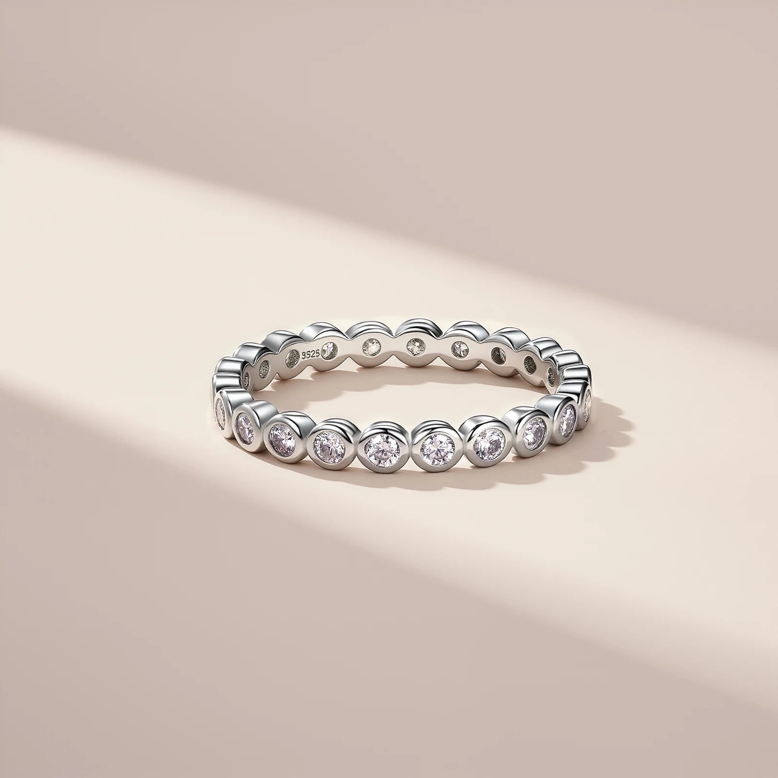 Moissanite Eternity Band Ring | 925 Sterling Silver |Rhodium Plating & Gold Plating