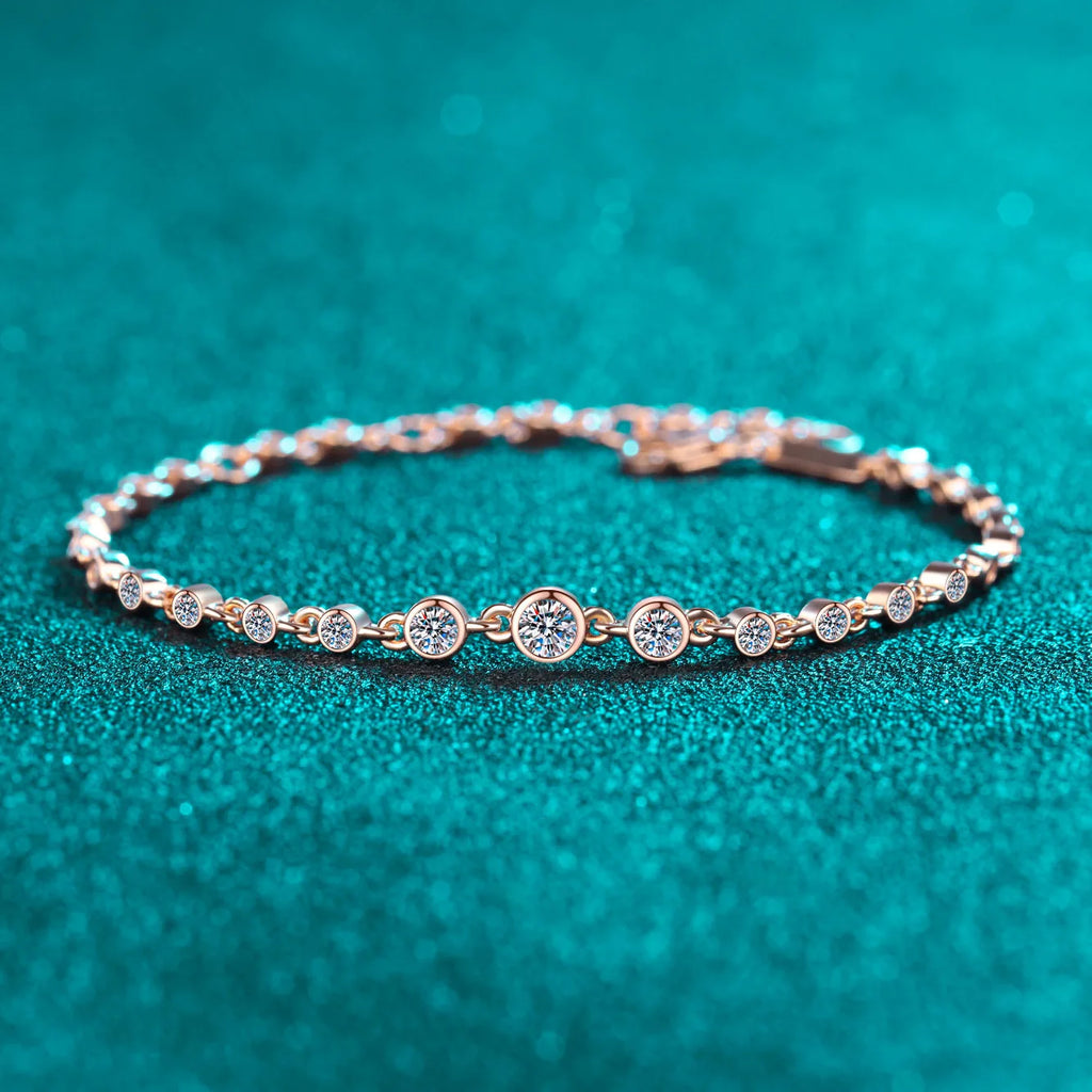 Moissanite Chain Bracelet — D Color VVS1, 925 Sterling Silver