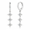 A pair of Chasau silver drop earrings with three star-shaped clusters of clear cubic zirconia stones on each earring, shown against a white background with the Chasau brand logo in the top left corner.