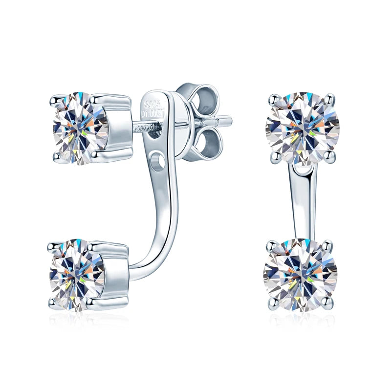 Round Moissanite Stud Earrings — D Color VVS | 925 Silver