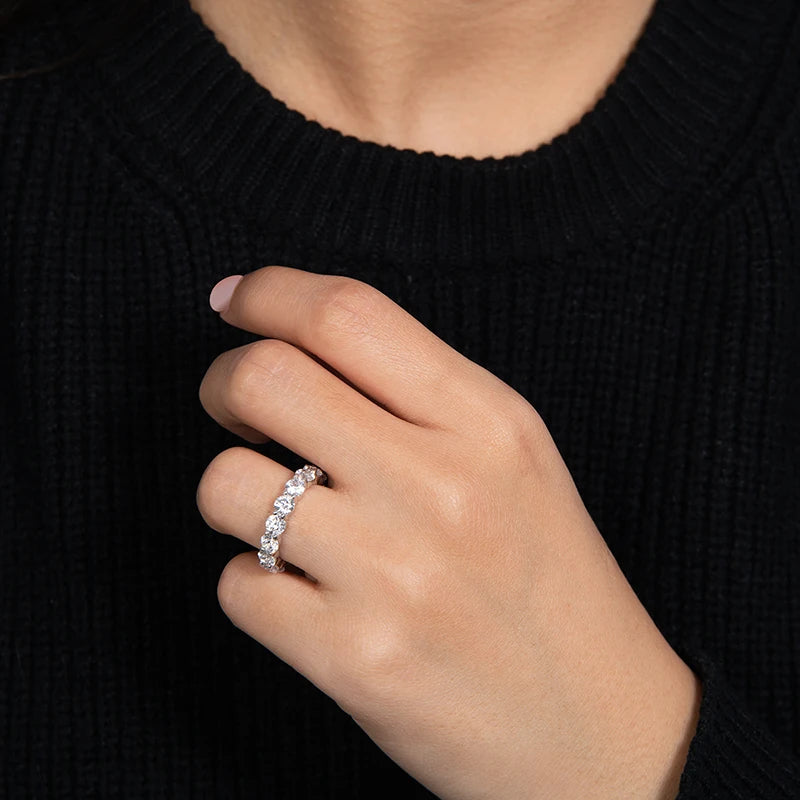Moissanite Eternity Band Ring | 14K Gold Filled | Round Brilliant Cut VVS D Color
