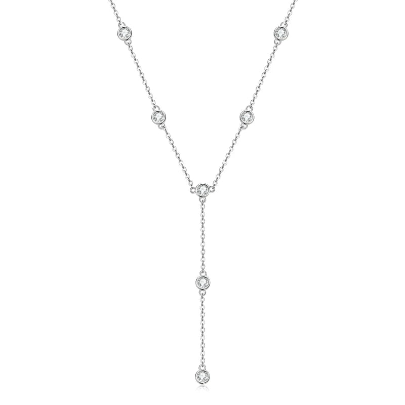 Moissanite Y-Shape Pendant Necklace,925 Sterling Silver
