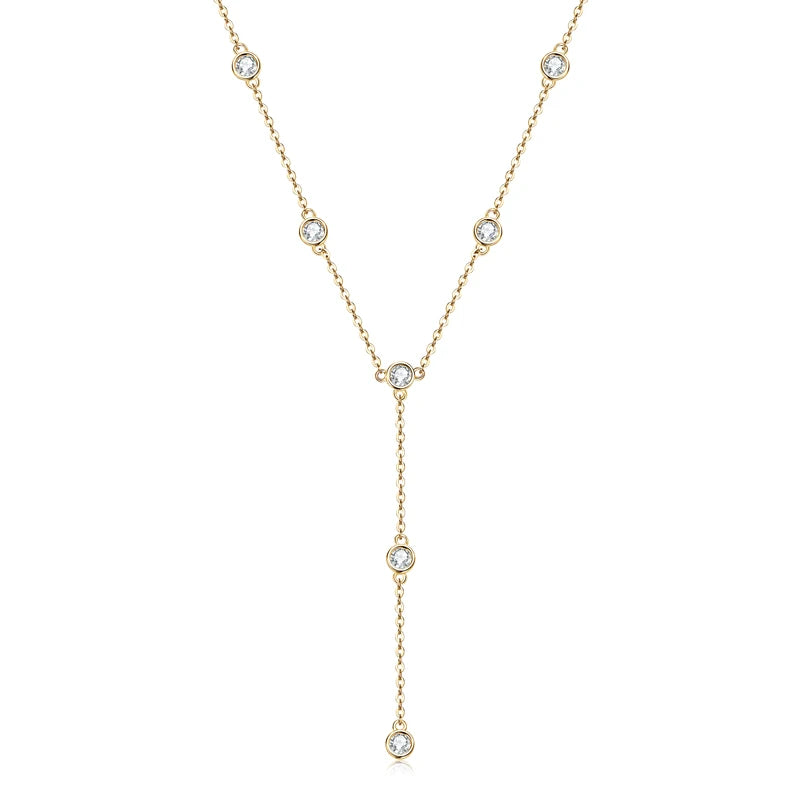 Moissanite Y-Shape Pendant Necklace,925 Sterling Silver