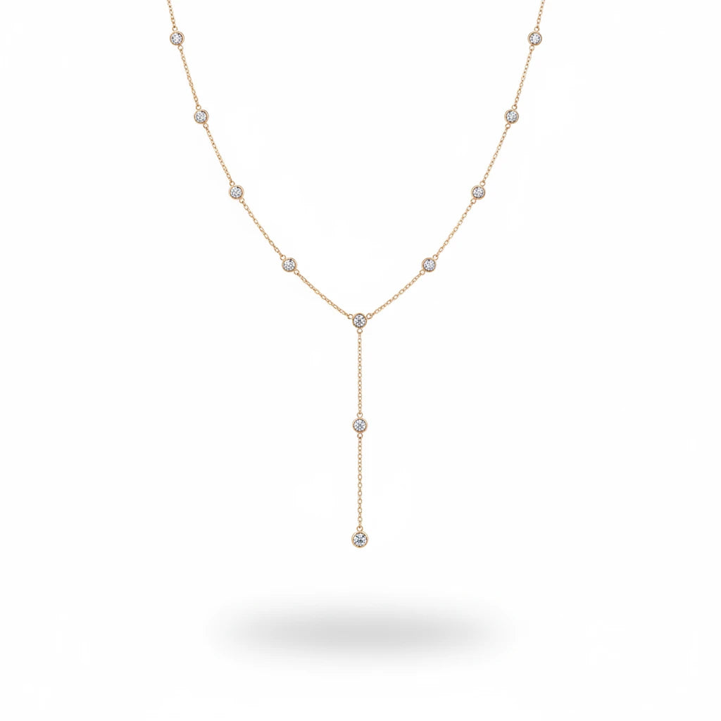 Moissanite Y-Shape Pendant Necklace,925 Sterling Silver
