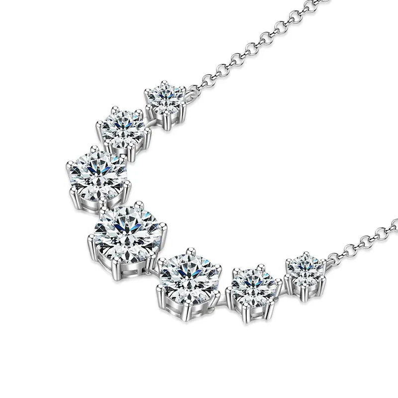 Graduated Multi-Size Moissanite Necklace | 925 Sterling Silver | Round Brilliant Cut