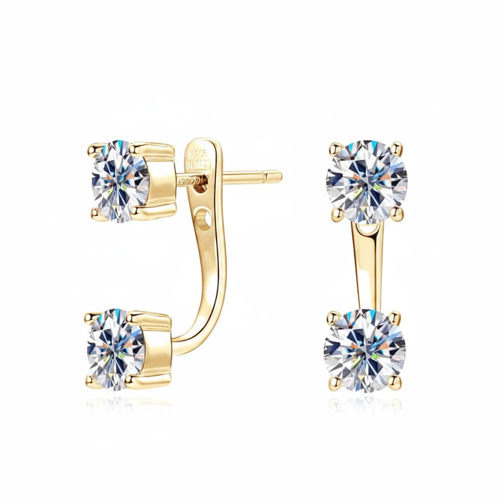 Round Moissanite Stud Earrings — D Color VVS | 925 Silver