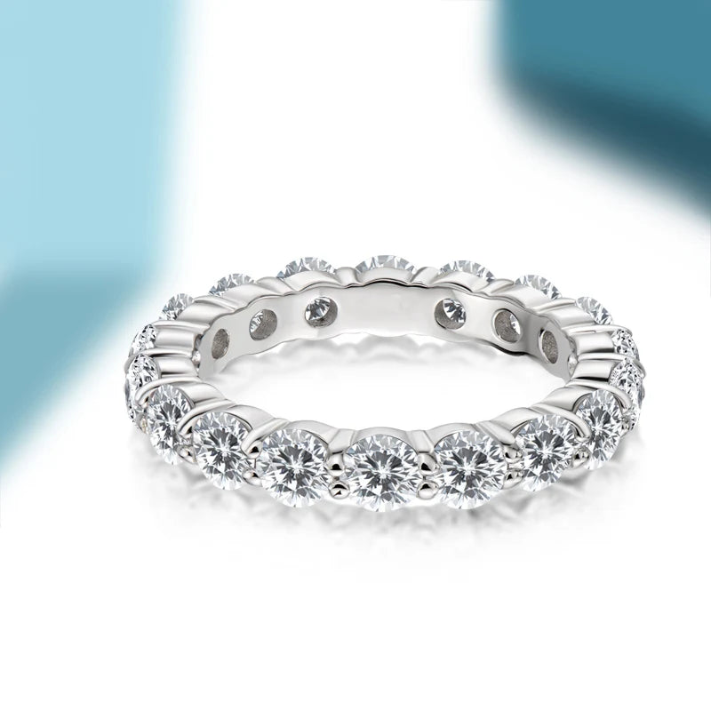 Moissanite Eternity Band Ring | 14K Gold Filled | Round Brilliant Cut VVS D Color