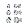 Round Brilliant Moissanite Bezel Stud Earrings | VVS | 925 Sterling Silver