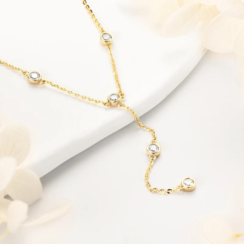 Moissanite Y-Shape Pendant Necklace,925 Sterling Silver