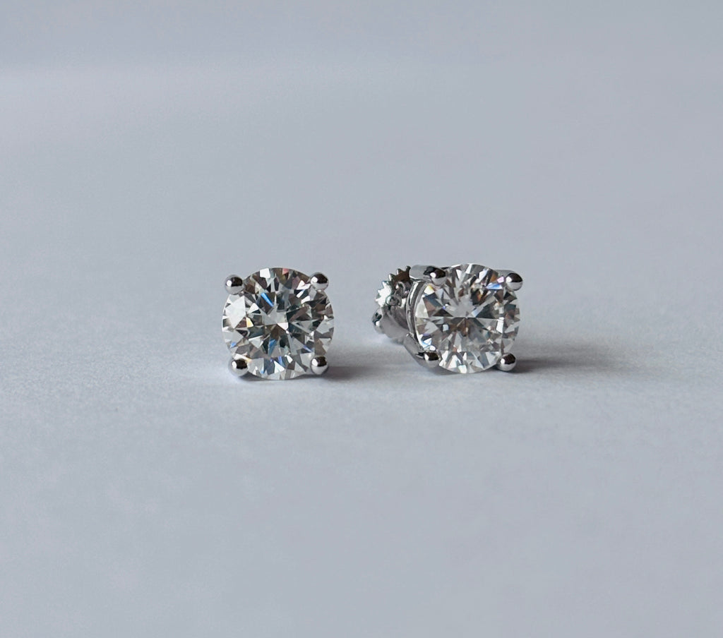 Round Moissanite Stud Earrings – 925 Sterling Silver
