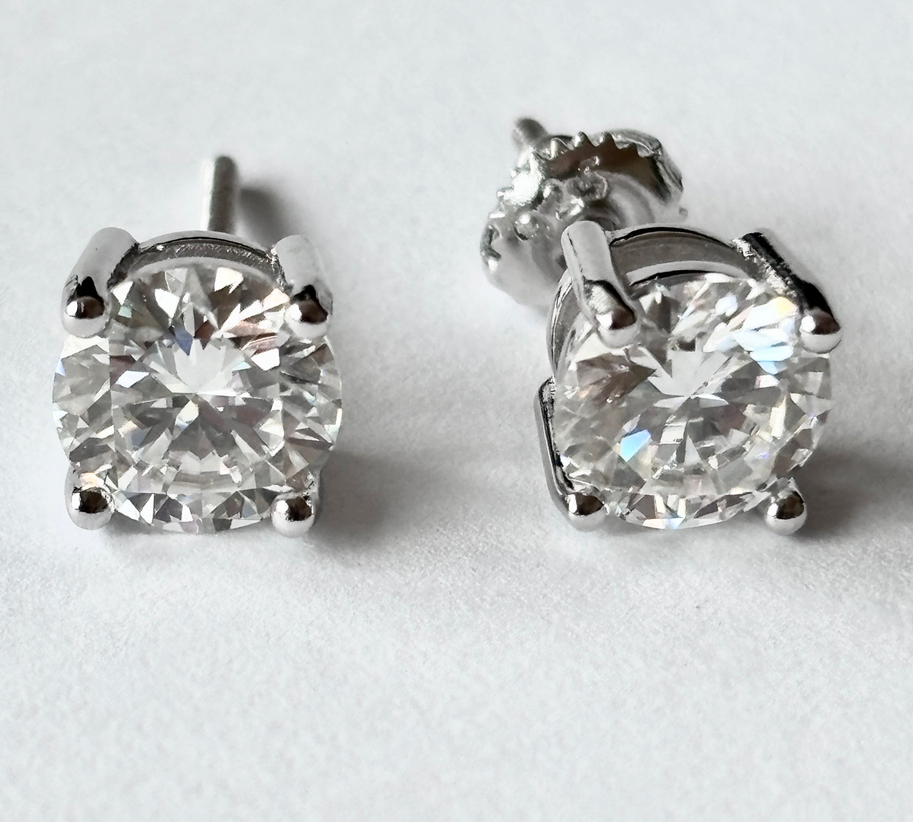 Round Moissanite Stud Earrings – 925 Sterling Silver