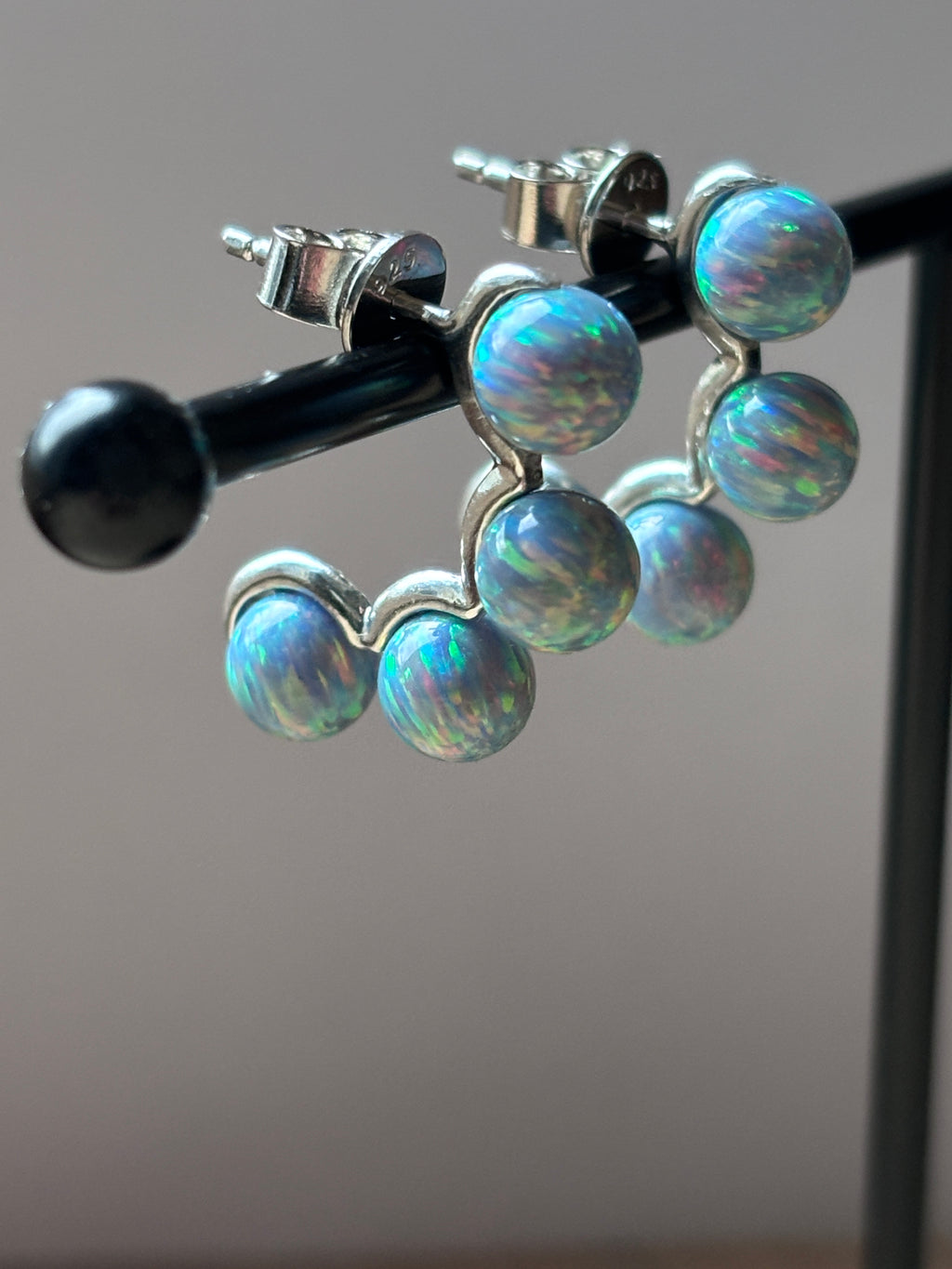 Belle Opal Half Hoop Earrings | 925 Silver, Gold & Rhodium Plated