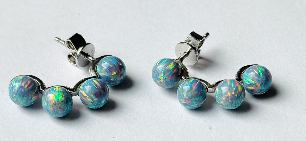 Belle Opal Half Hoop Earrings | 925 Silver, Gold & Rhodium Plated