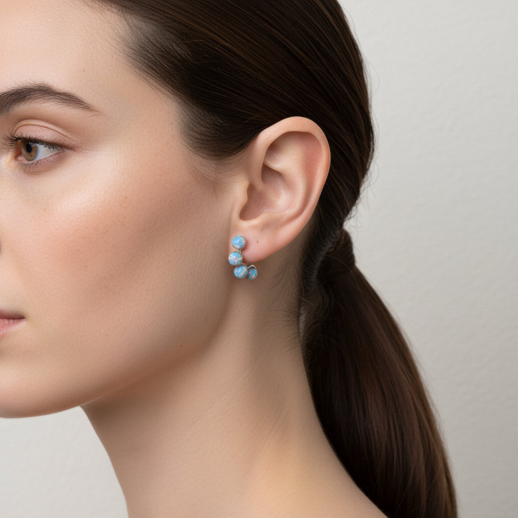 Belle Opal Half Hoop Earrings | 925 Silver, Gold & Rhodium Plated