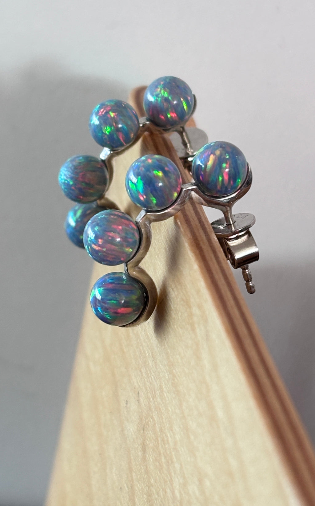 Belle Opal Half Hoop Earrings | 925 Silver, Gold & Rhodium Plated
