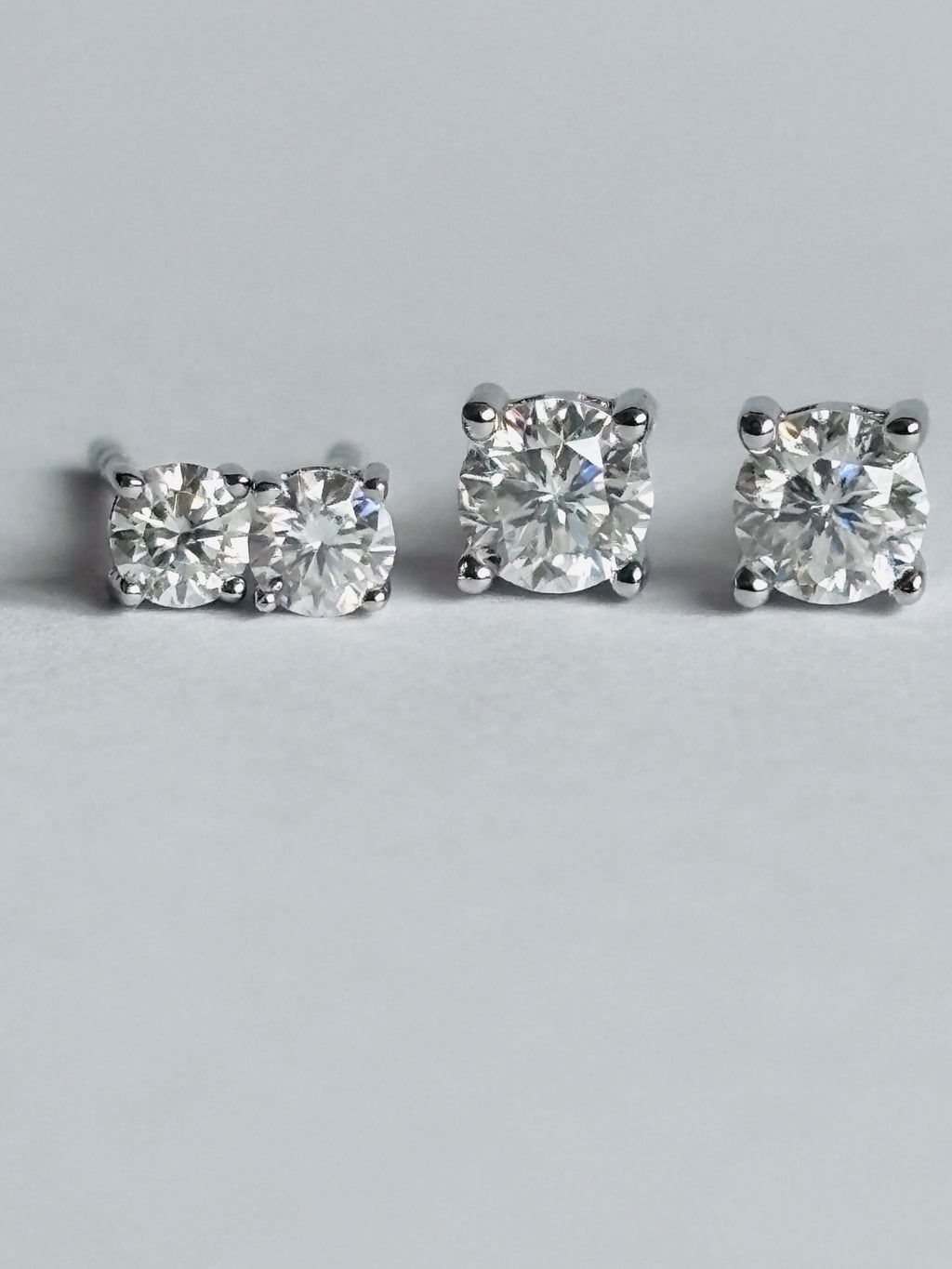 Moissanite Round Stud Earrings – 925 Sterling Silver, White Gold Plated.