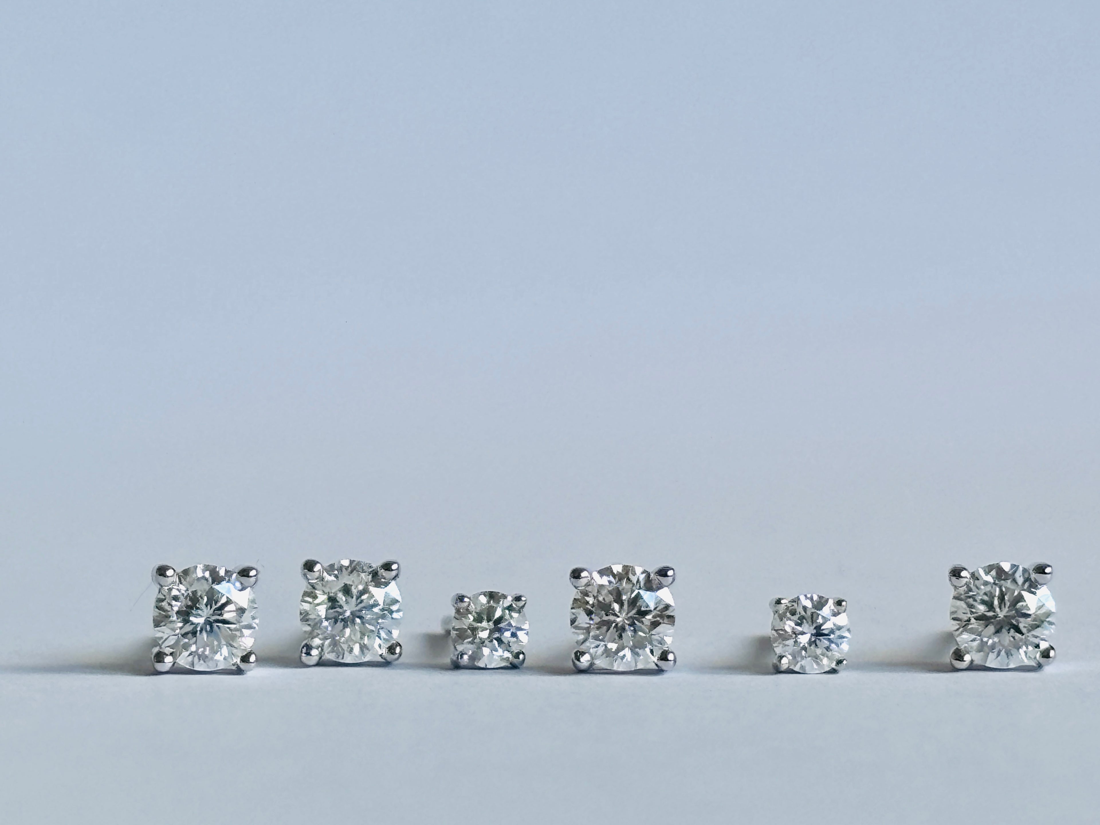 Moissanite Round Stud Earrings – 925 Sterling Silver, White Gold Plated.