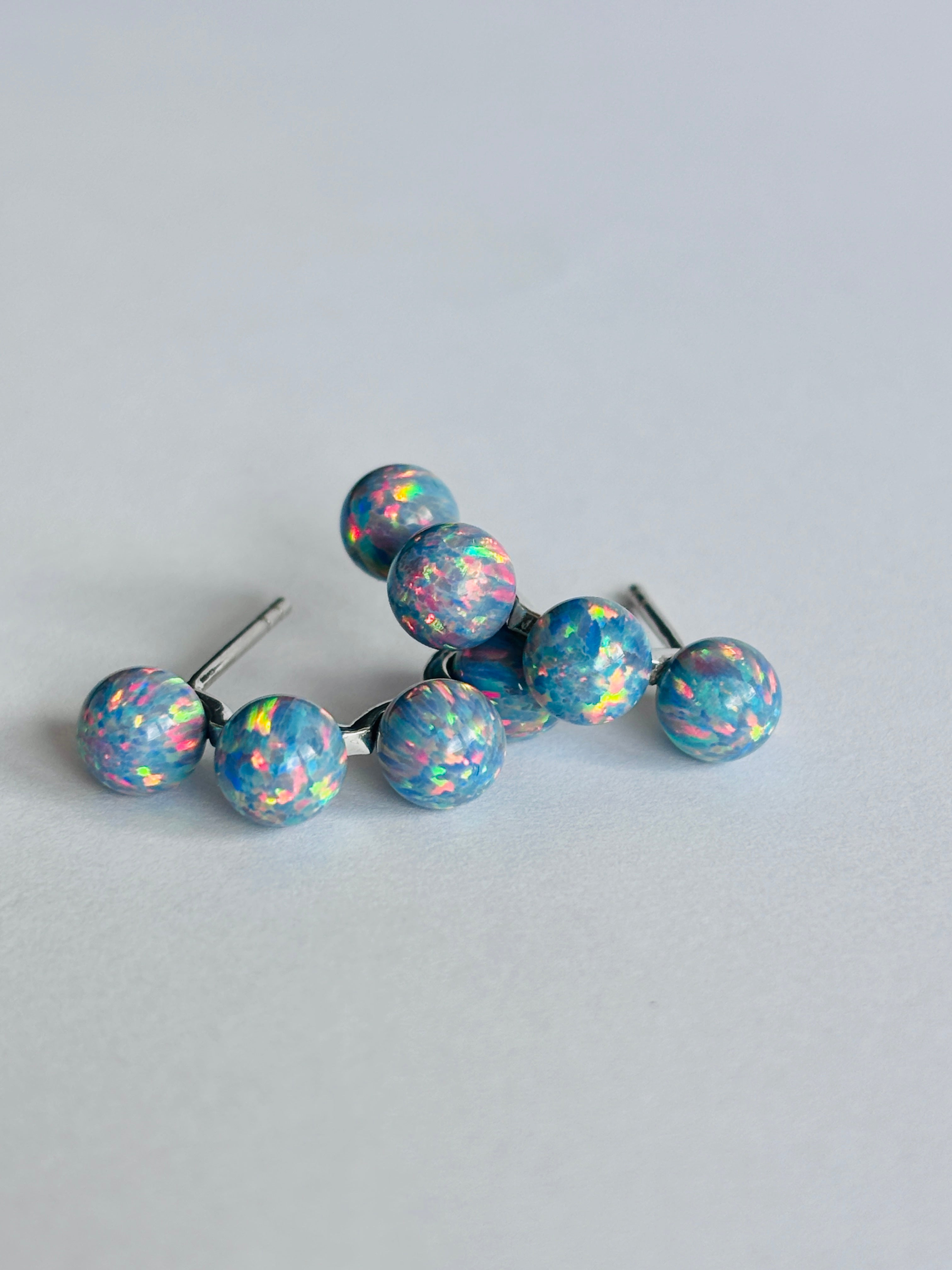 Belle Opal Half Hoop Earrings | 925 Silver, Gold & Rhodium Plated