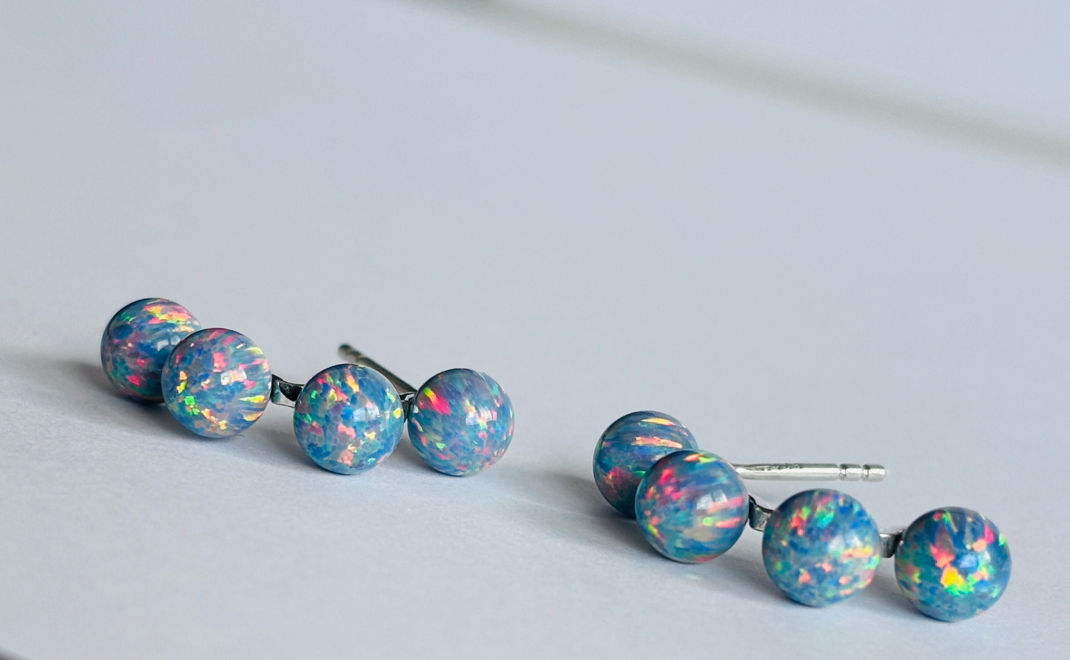 Belle Opal Half Hoop Earrings | 925 Silver, Gold & Rhodium Plated