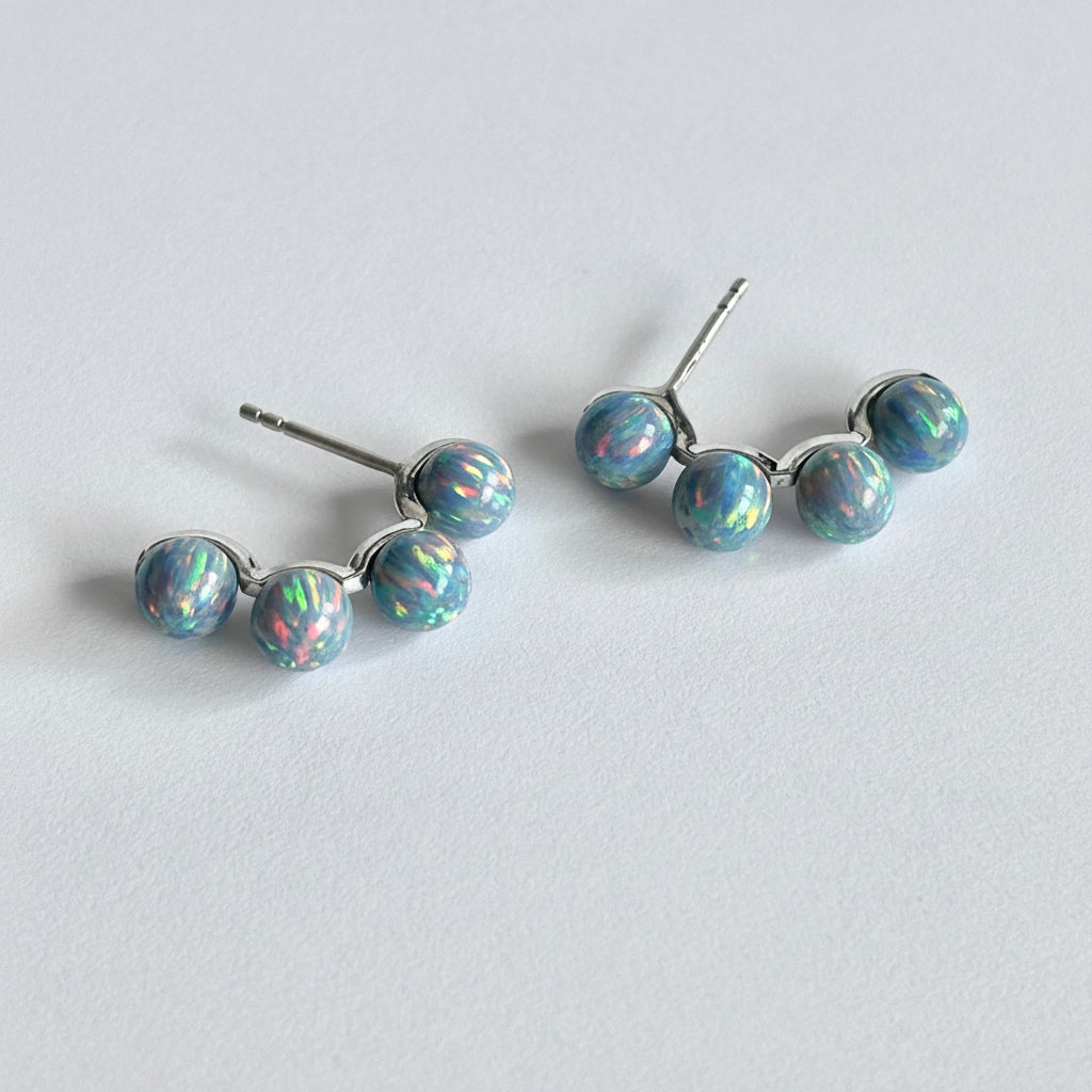 Belle Opal Half Hoop Earrings | 925 Silver, Gold & Rhodium Plated