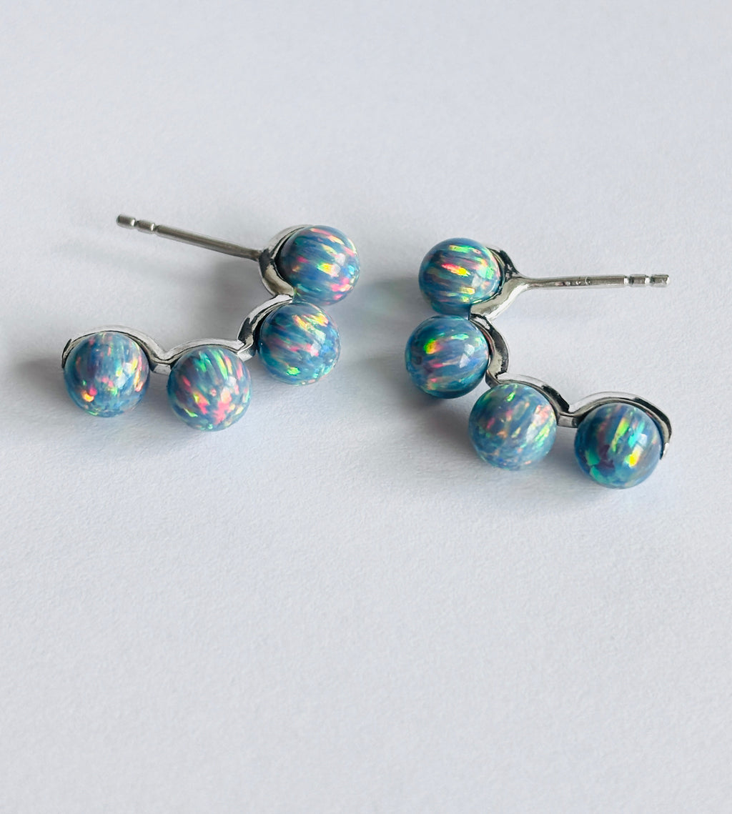 Belle Opal Half Hoop Earrings | 925 Silver, Gold & Rhodium Plated