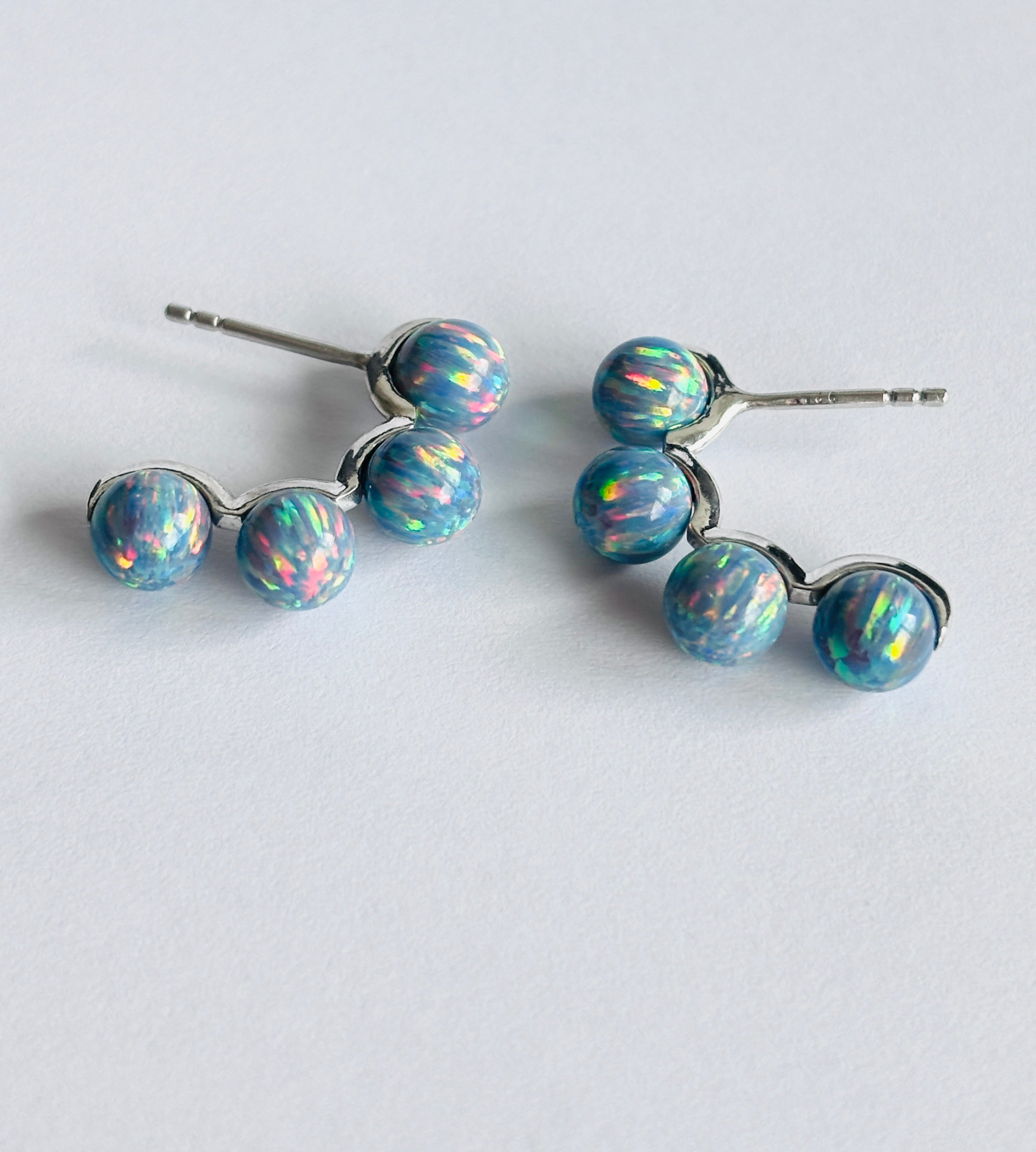 Belle Opal Half Hoop Earrings | 925 Silver, Gold & Rhodium Plated