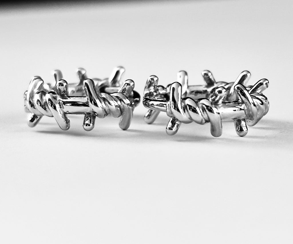 Barbed wire Hoops-925 Silver