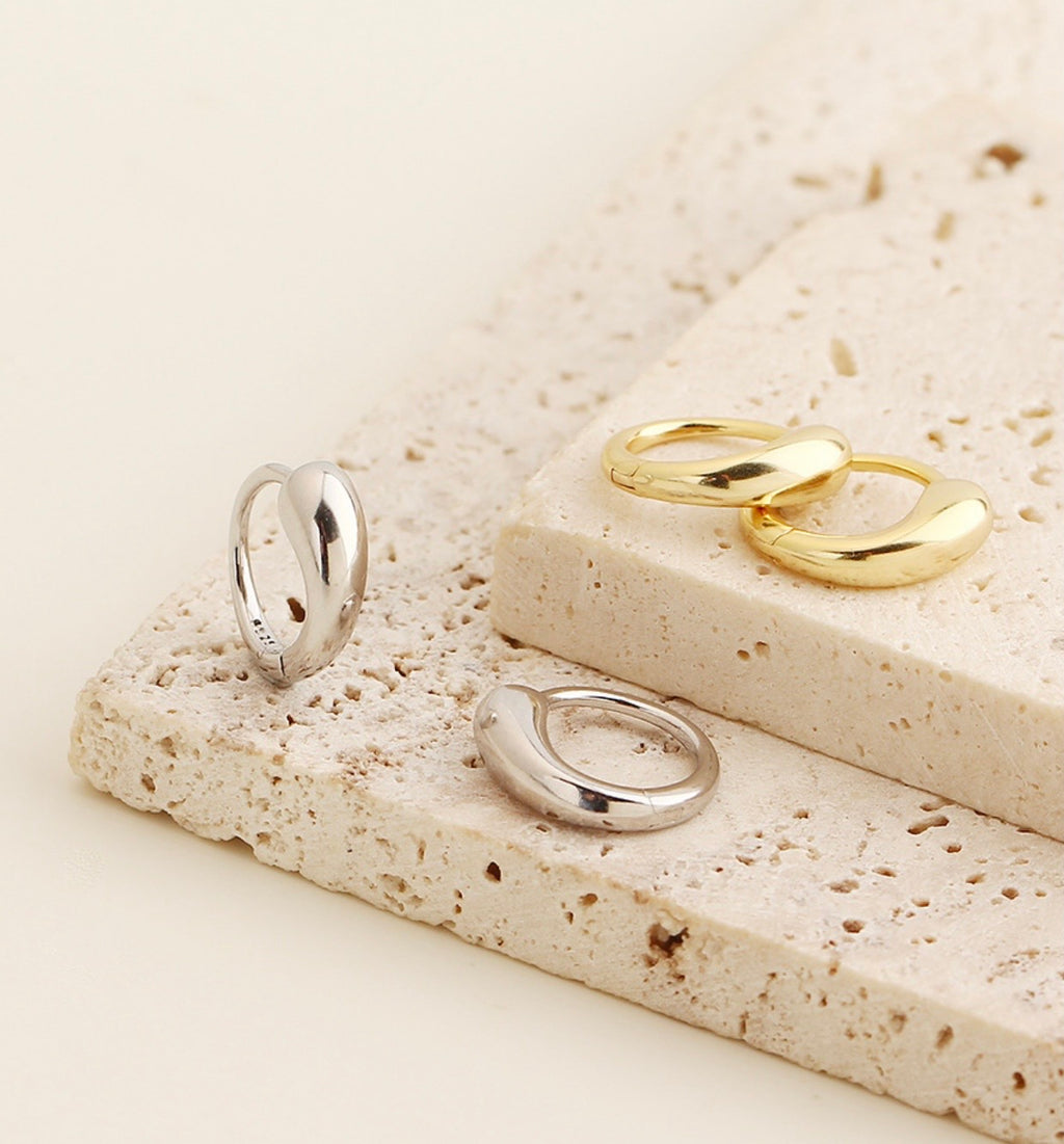 Minimalist Gold Hoops - 925 Silver