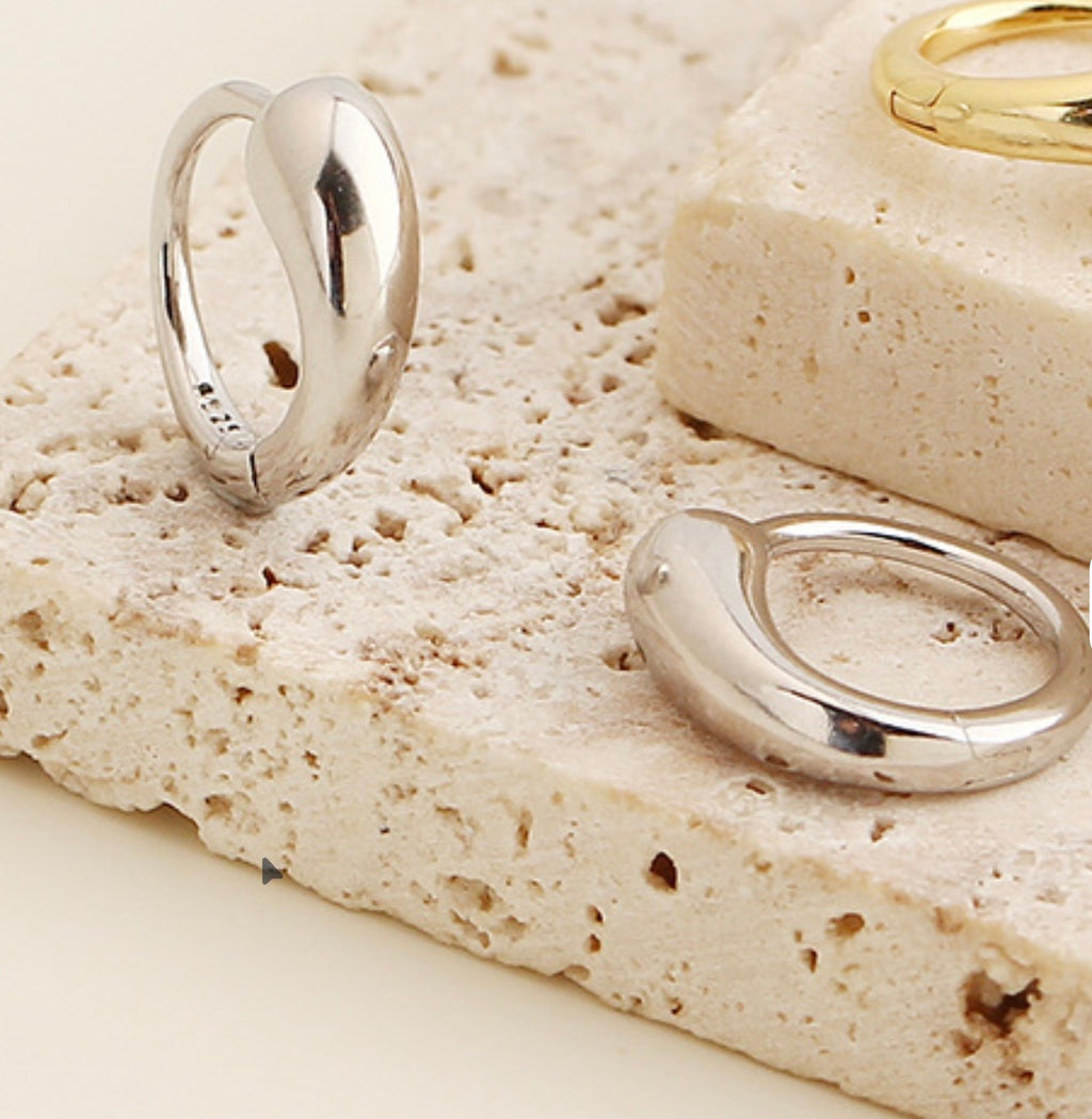 Minimalist Gold Hoops - 925 Silver