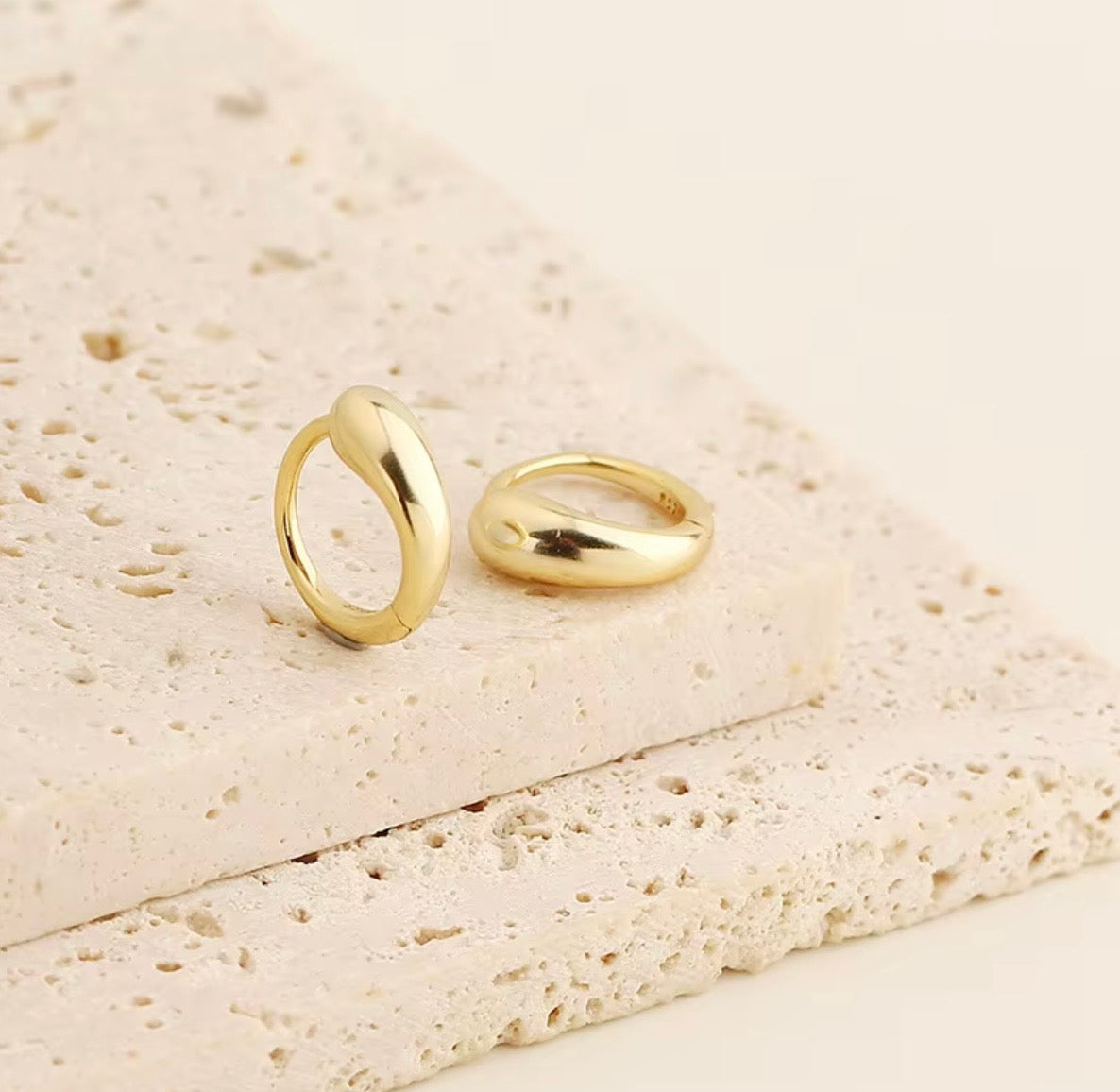 Minimalist Gold Hoops - 925 Silver