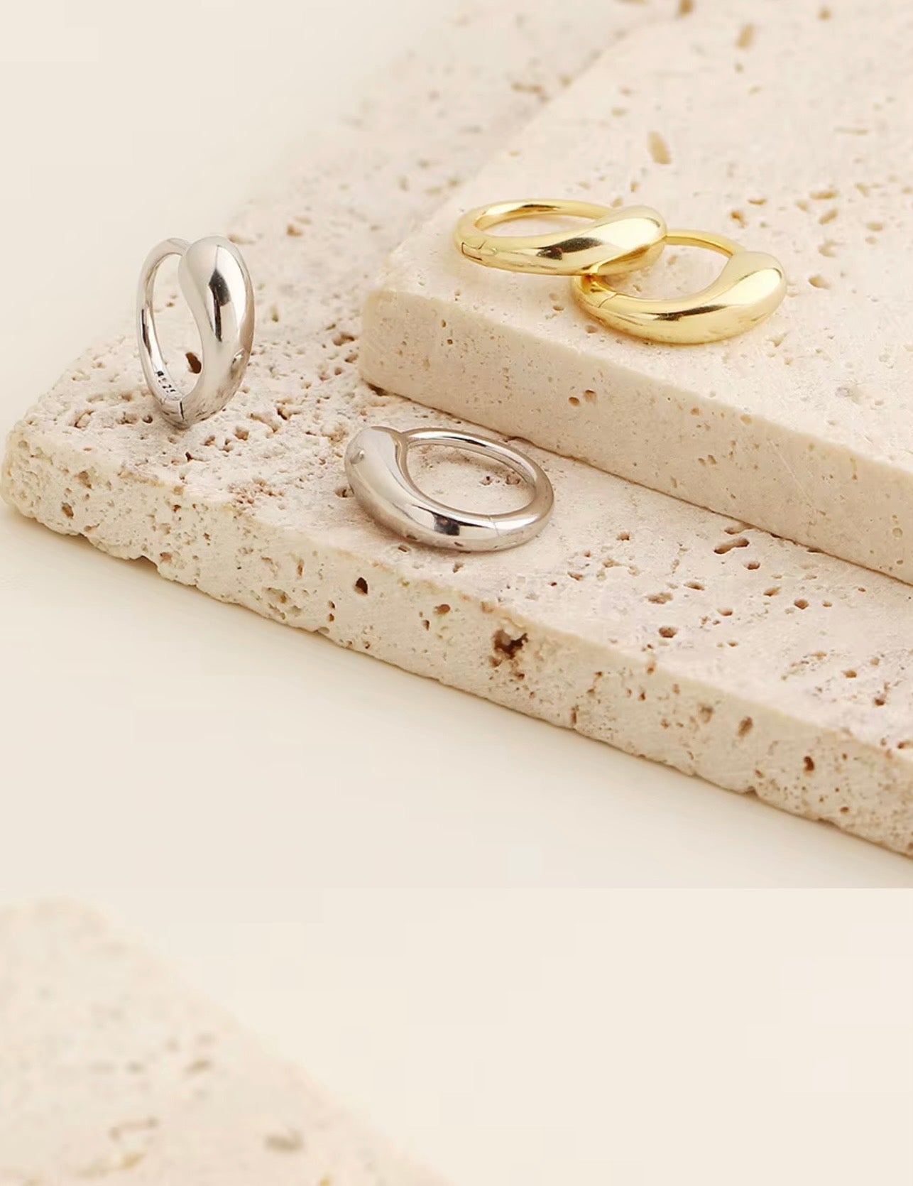Minimalist Gold Hoops - 925 Silver