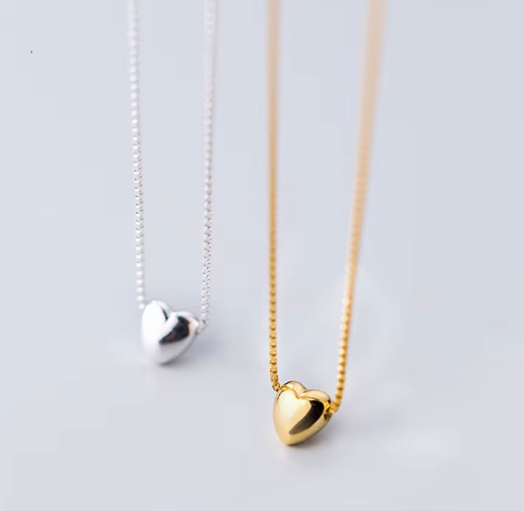 Delicate Heart Pendant Necklace - Small Sterling Silver Charm