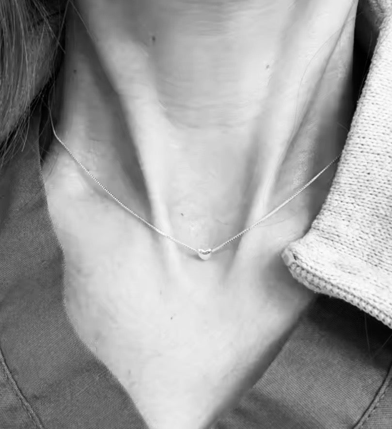 Delicate Heart Pendant Necklace - Small Sterling Silver Charm