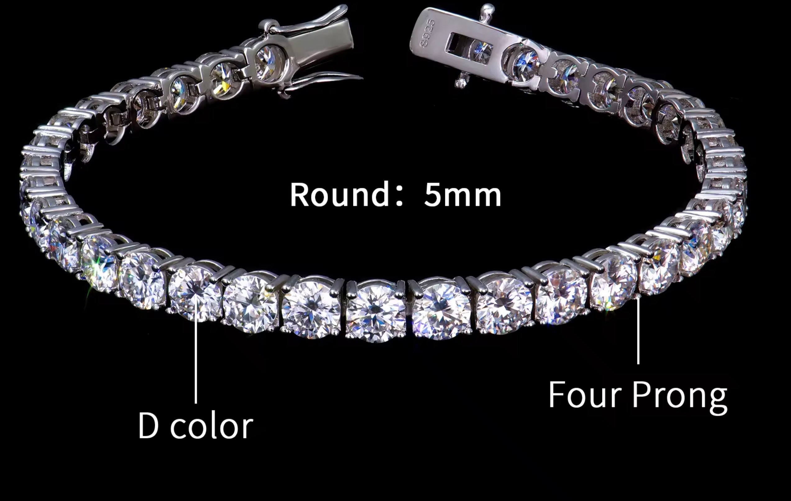 Moissanite Tennis Bracelet | 925 Sterling Silver | 2–6mm size stone
